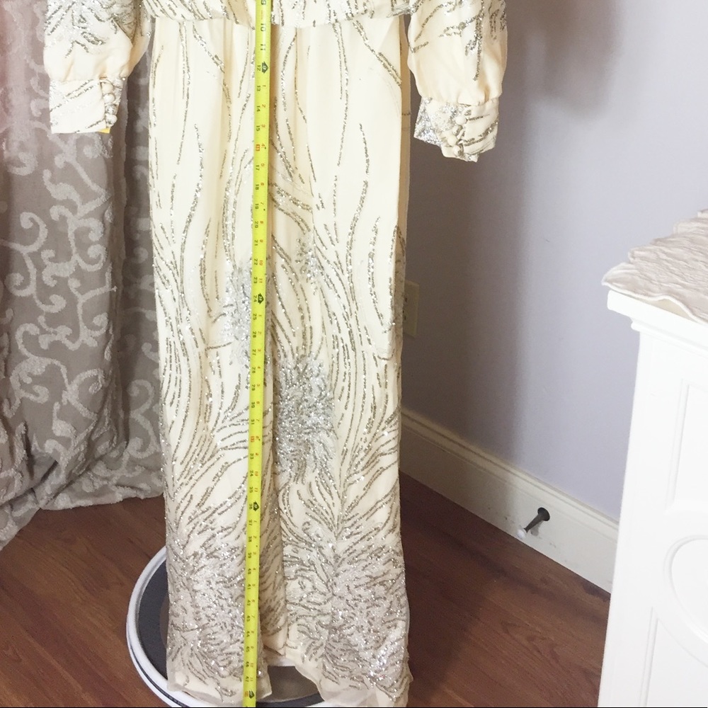 NWT Alyce Designs Vintage white and silver beaded gown - Picture 12 of 16